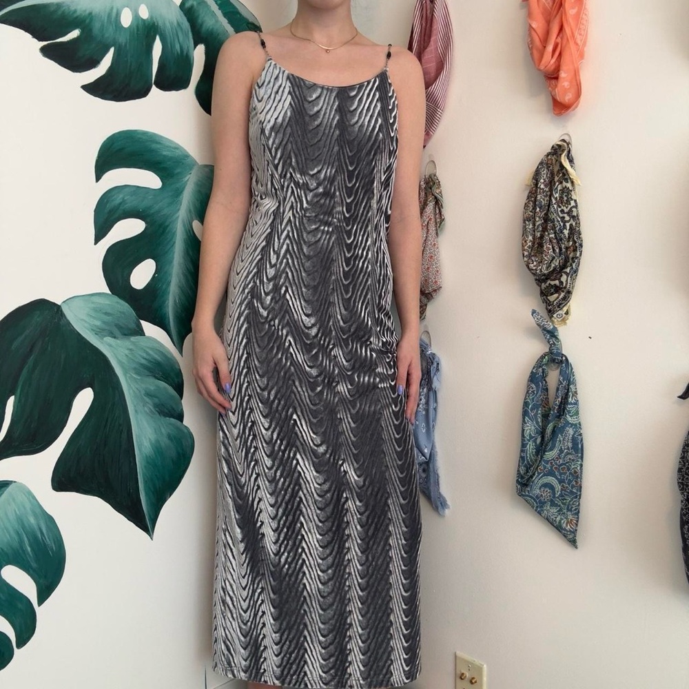 Vintage Silver Velvet Gown - Picture 2 of 8
